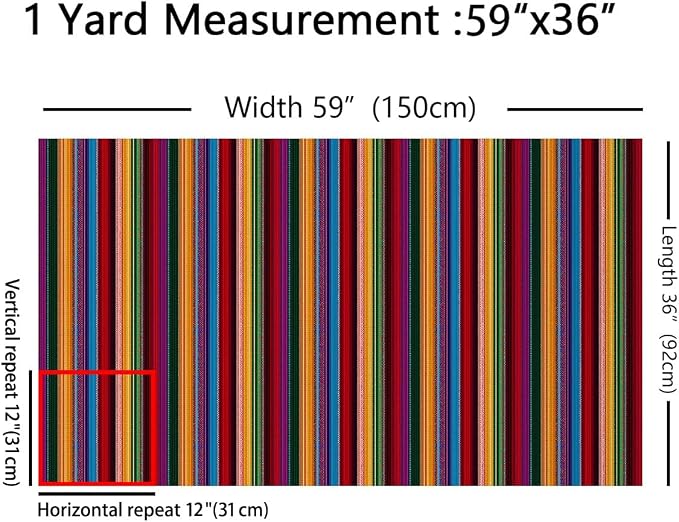 Mexican Style Fabric by The Yard, Rainbow Stripe DIY Art Fabric, Neon Checkers - Image 2