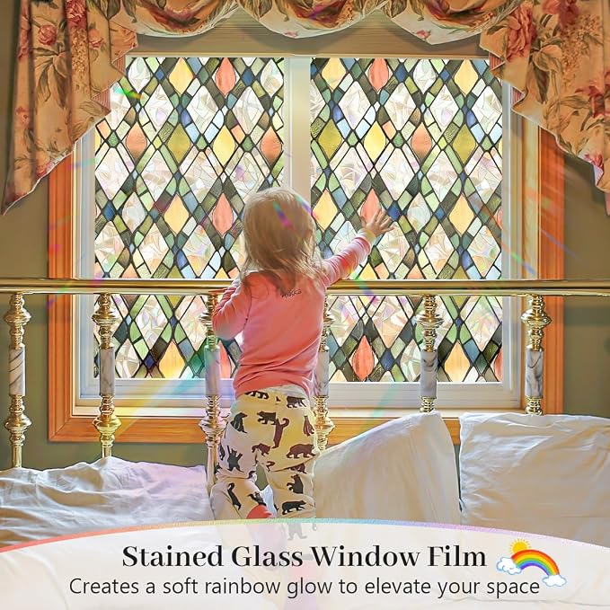Window Privacy Film, Stained Glass Decorative Static Cling UV & Heat Blocking - Image 2
