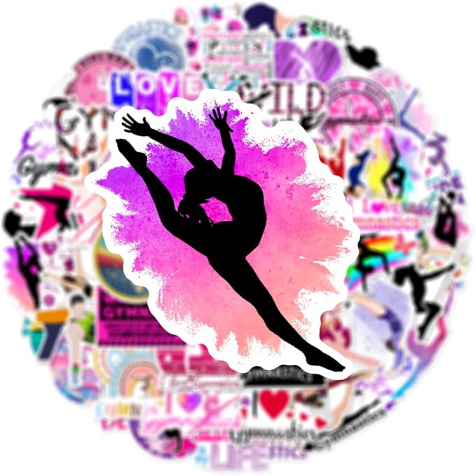 50 Pcs Gymnastics Stickers for Girls, Cute Gymnast Sport Vinyl Decals, - Image 3