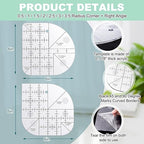 Kigley 2 Pcs Curved Corner Cutter Quilt Ruler Acrylic Sewing Patchwork Template - Image 2