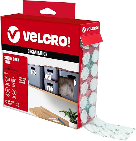 VELCRO Brand Dots with Adhesive White, 3/4" Circles, Sticky Back Round Hook and by VELCROBrand