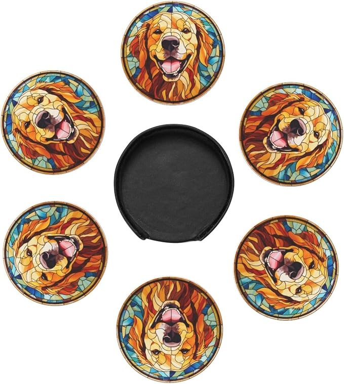 Drink Coaster Set of 6, Leather Drink Coasters - Image 7
