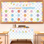Pastel Rainbow Checkered Bulletin Board Paper Roll Colorful Bulletin Board - Image 3