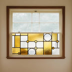 IVN Privacy Window Film Decorative Stained Glass Yellow and White Geometric - Image 4