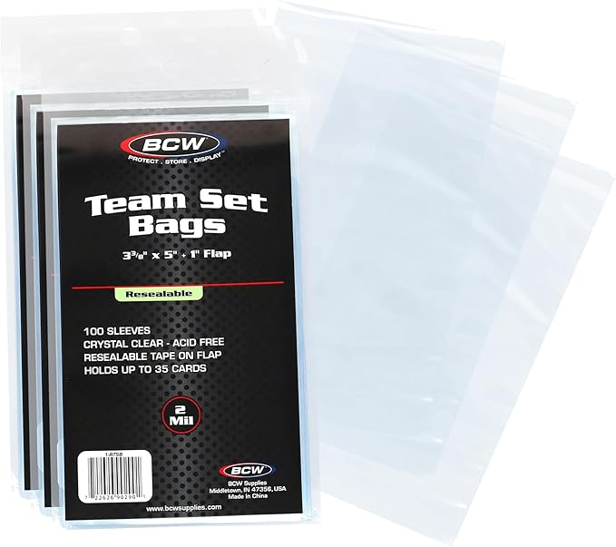 BCW Resealable Team Set Bags – 300 Count | Holds 35 Loose Cards or 5 Standard by BCW