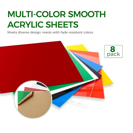 Lovemolly 8-Pack 12×12 Inch Colored Acrylic Sheets, 1/8″ Thick Opaque - Image 3