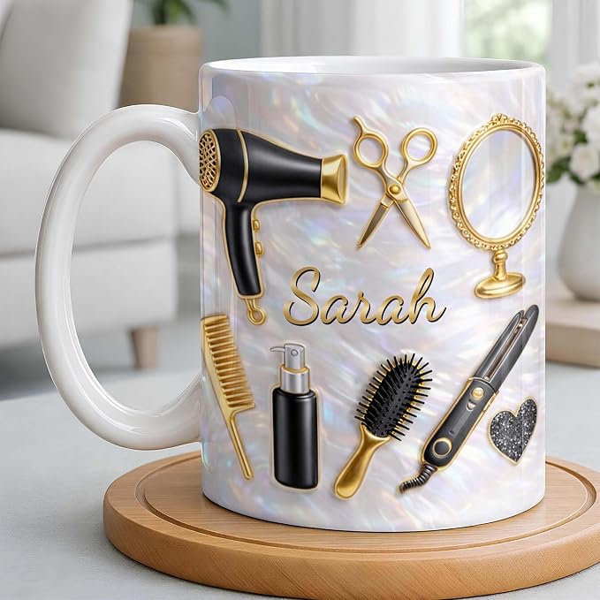 Hairapist With Hairstylist Mug Personalized Name, Hair Stylist Gift Idea - Image 2