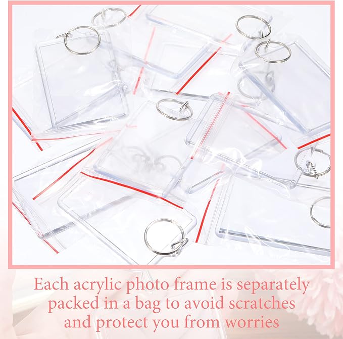Yaomiao Acrylic Photo Frame Keychain Holder Photo Picture Insert Blank Keyring - Image 3