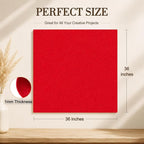Red Large Felt Fabric 36" x 36", 1mm Stiff Felt Sheet, Nonwoven Fabric - Image 3