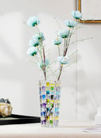 Magcolor Hand Painted Blue Woven Glass Vase -Crystal Flower Vase- 7.7 inch - Image 5