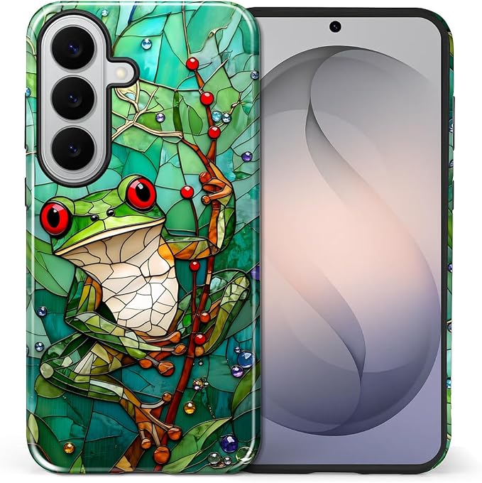 for Samsung Galaxy S26 Case, Frog Stained Glass Pattern Glossy 2 in 1 by Teonvpu