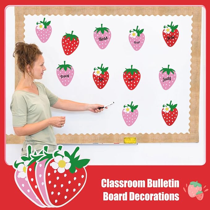 MixTeach 96 Pieces Strawberry Cutouts Summer Berry Paper Cutouts Strawberry - Image 5