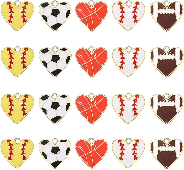 20PCS Sports Charms Enamel Basketball Baseball Pendant Charms - Image 6