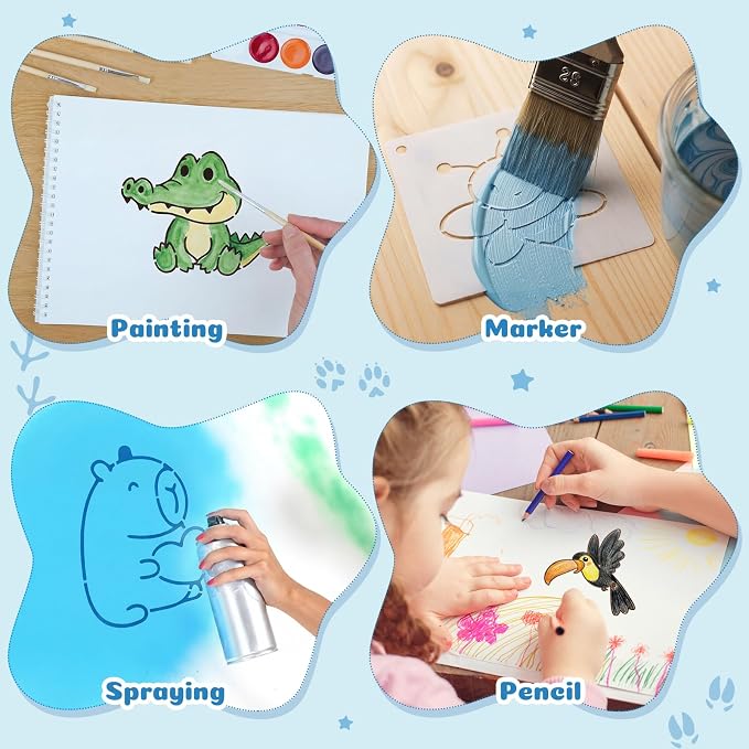 Marspark 66 Pcs Small Stencils for Crafts Reusable 3 Inch Stencils for Painting - Image 7