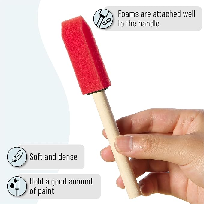 Bates- Foam Paint Brushes with Wood Handle, 1 Inch, 26 Pack, Sponge Brushes - Image 5