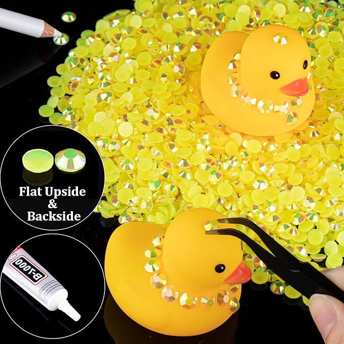 4000pcs 4mm Resin Rhinestones Bulk, Lemon Yellow AB Flatback Round Jelly - Image 5