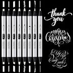 Brusarth Calligraphy Pens, 8 Size Dual Tip White Acrylic Calligraphy pen by Brusarth