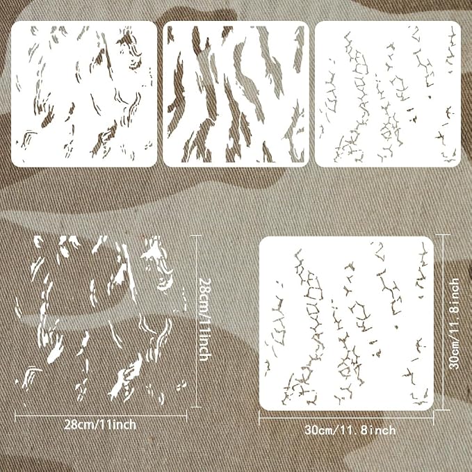 FINGERINSPIRE 3 Pcs Layered Snake Print Camouflage Stencil 11.8x11.8 inch - Image 2