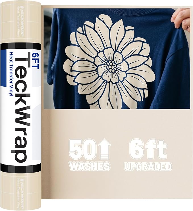 TECKWRAP Heat Transfer Vinyl for T-Shirts, 50+ Washes, REACH Certified & Dryer by TECKWRAP