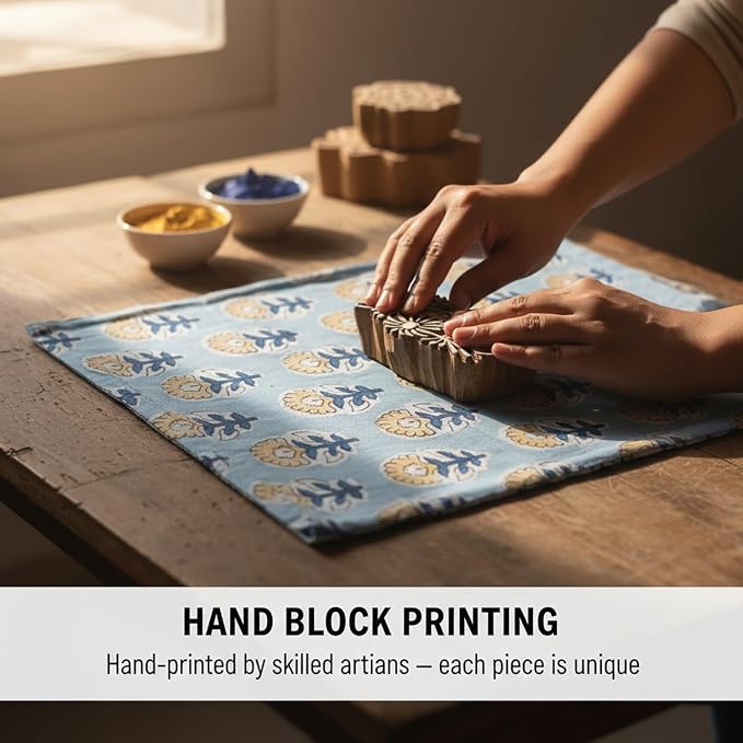 E-Tailor® Hand-Block Printed Pre-Cut Floral Cotton Fabric - Image 5