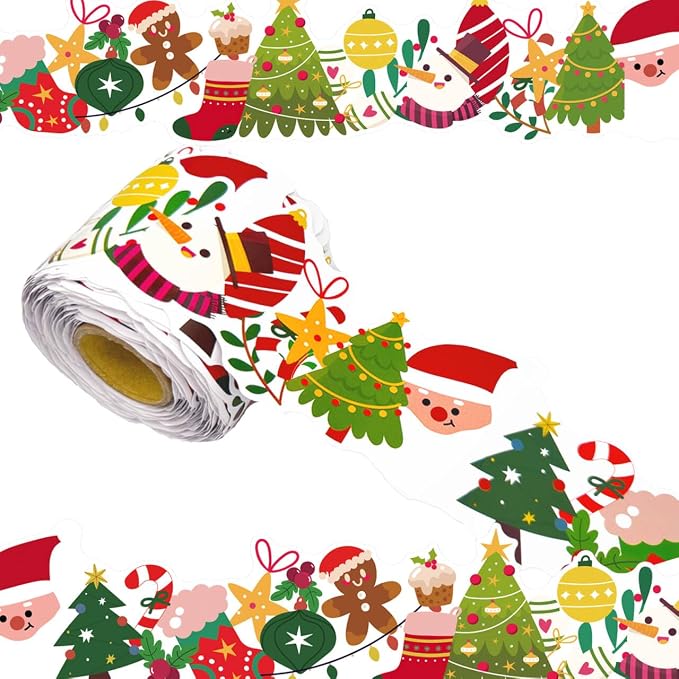 69 Ft Christmas Bulletin Board Border，Santa Claus Christmas Tree Trim Border by WUYUEJXI