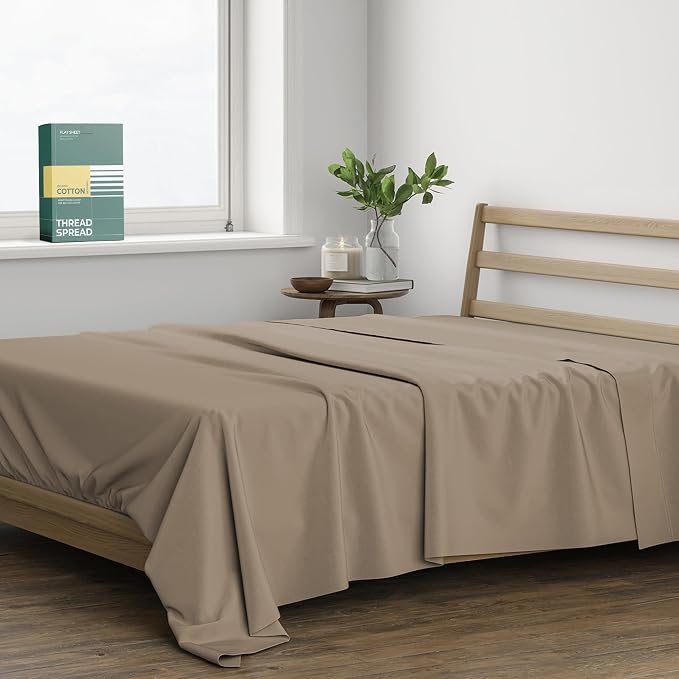 THREAD SPREAD 100% Organic Cotton Percale Flat Sheet Twin Size by THREADSPREAD