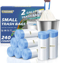 240 Count 2 Gallon Trash Bags Drawstring - Thick Small Garbage Bags Unscented,0.96 Mil White Mini Trash Can Liners,Strong Waste Basket Bags 7.5 Liter for Home Bathroom Office Car