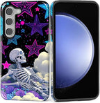 for Samsung Galaxy S23 Plus Case, Skull Star Collage Pattern Glossy 2 in 1 by Teonvpu