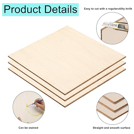 6 Pack Basswood Sheets 12x12 x 1/16 Inch Thin Plywood Balsa Wood Sheets - Image 3