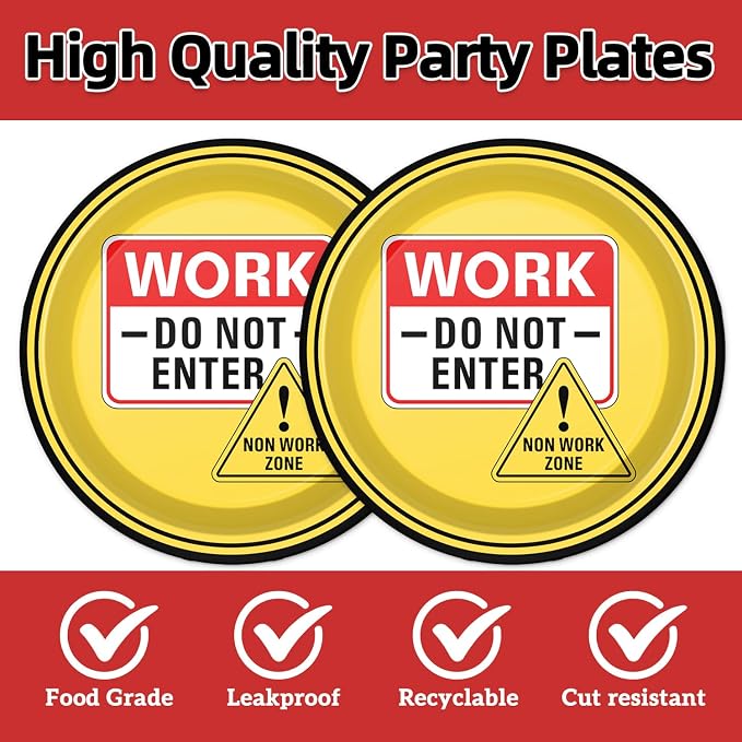 40pcs Funny Happy Retirement Decorations Caution Retirement Paper Plates and - Image 3