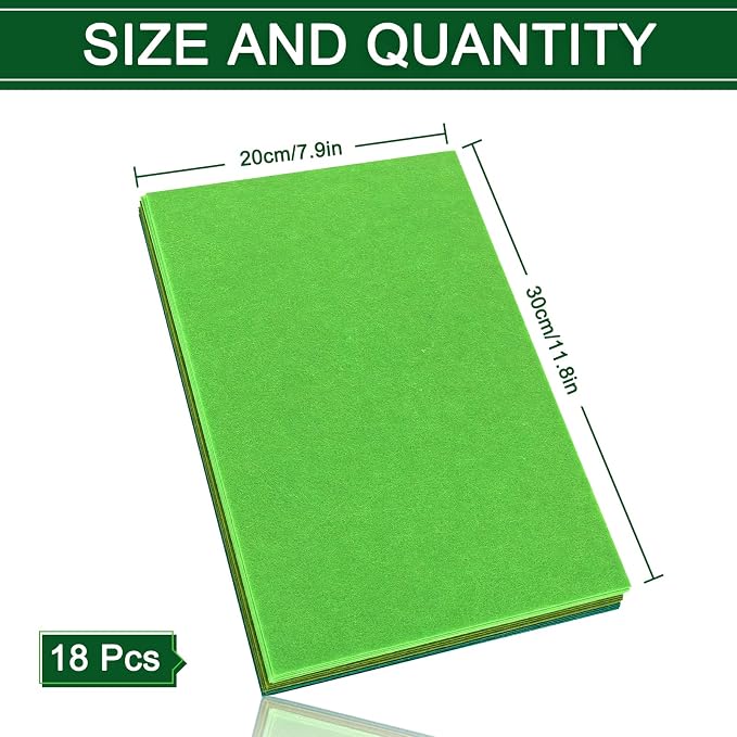 Whaline 18Pcs Felt Fabric Sheets Soft Thick Assorted Green Craft Felt Pack - Image 2