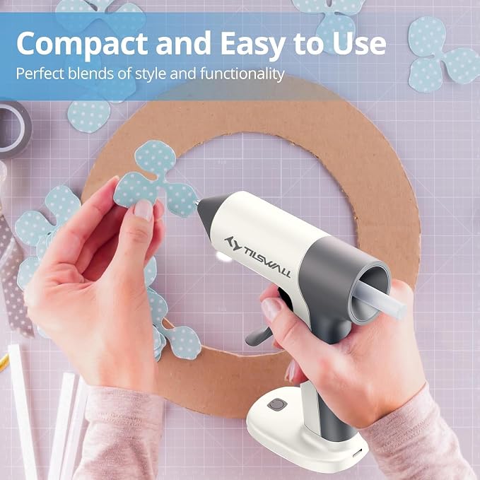 Tilswall Cordless Glue Gun, 4V Fast Preheating Hot Glue Gun - Image 4