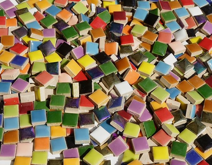 Lanyani 784 Pieces Colorful Tiny Square Ceramic Mosaic Tiles - Image 7