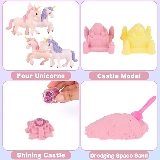 Volmop Unicorn Sensory Bin for Girl, 3.3lb Color Sand, Unicorn Tactile Sensory - Image 5