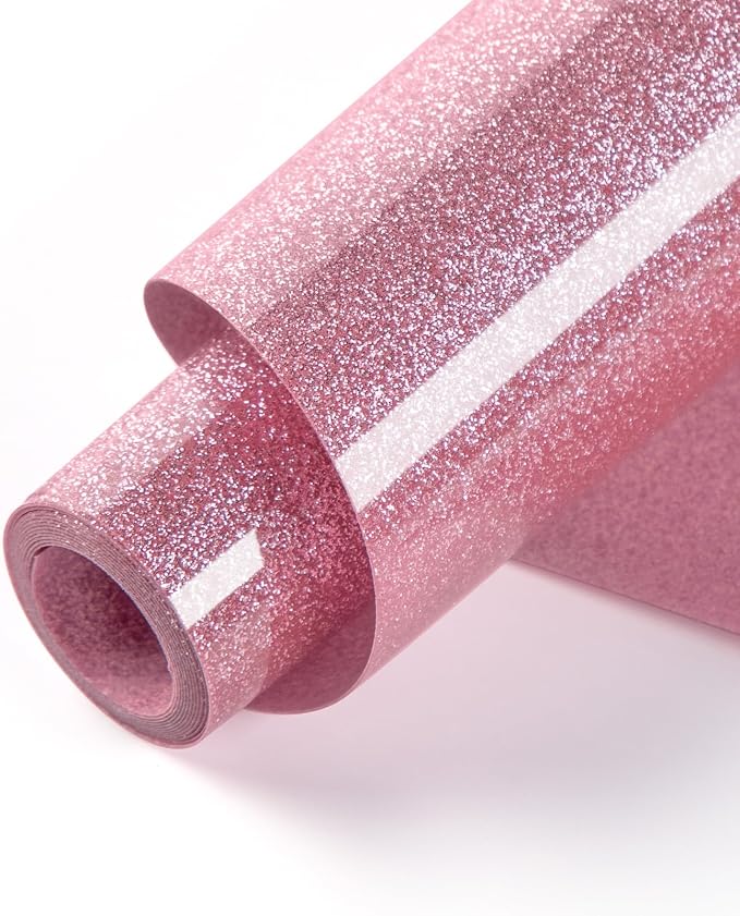 HTVRONT Pink Glitter HTV Vinyl- 10” x 5ft Pink Glitter Iron On Vinyl | Pink by HTVRONT