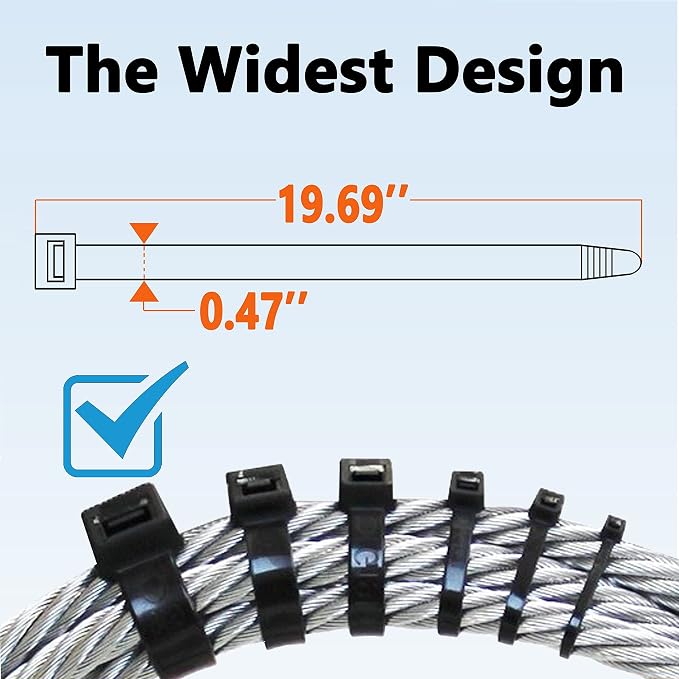 Large Zip Ties Heavy Duty Outdoor 20 Inch 250lb Extra Long Cable Ties Thick - Image 4