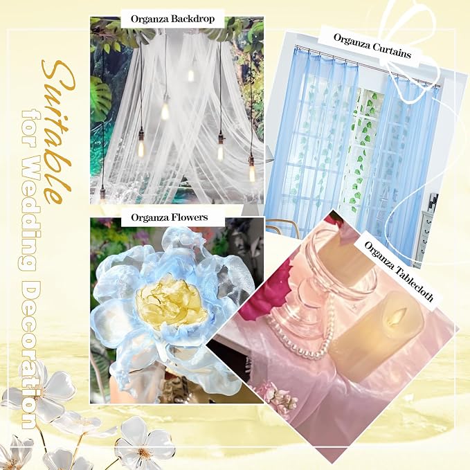 VACVELT Gold Sheer Organza Fabric by The Yard 60" Wide | Semi-Transparent - Image 5