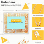 340 Pack Safety Pins Assorted, 5 Different Sizes Small and Large Safety Pins - Image 3