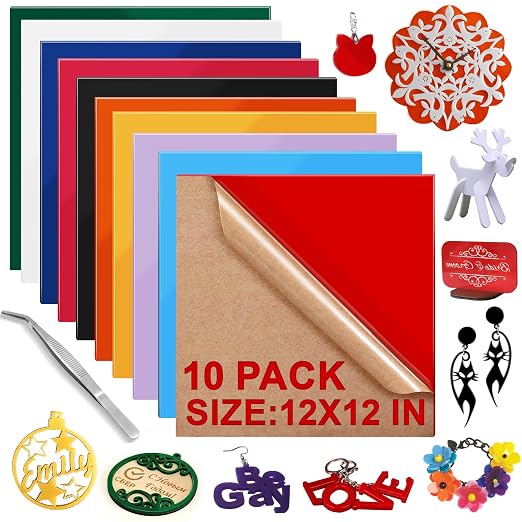 Acrylic Sheets Bulk, MAPRIAL 10Pcs 12 x 12 x 1/8" Thick Opaque Colored Cast by MAPRIAL