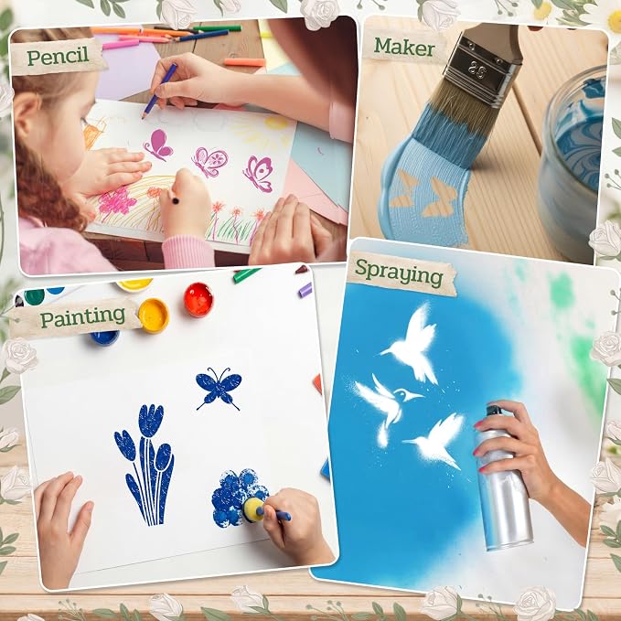 Marspark 66 Pcs Small Stencils for Crafts Reusable 3 Inch Stencils for Painting - Image 7
