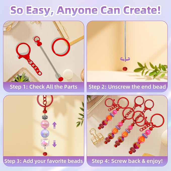 28 Pcs Beadable Keychain Bars - Image 5
