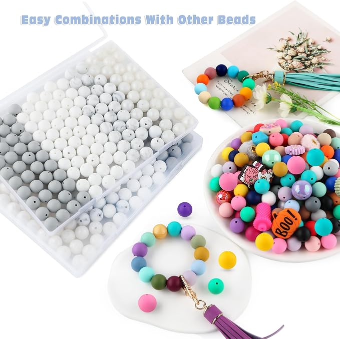 160Pcs Silicone Beads 12mm Mix Color, Bulk Silicone Beads 12mm - Image 6