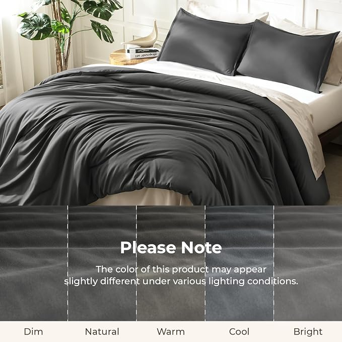 Litanika Grey Comforter Set Twin/Twin XL Size, 2 Pieces Lightweight Plain - Image 8