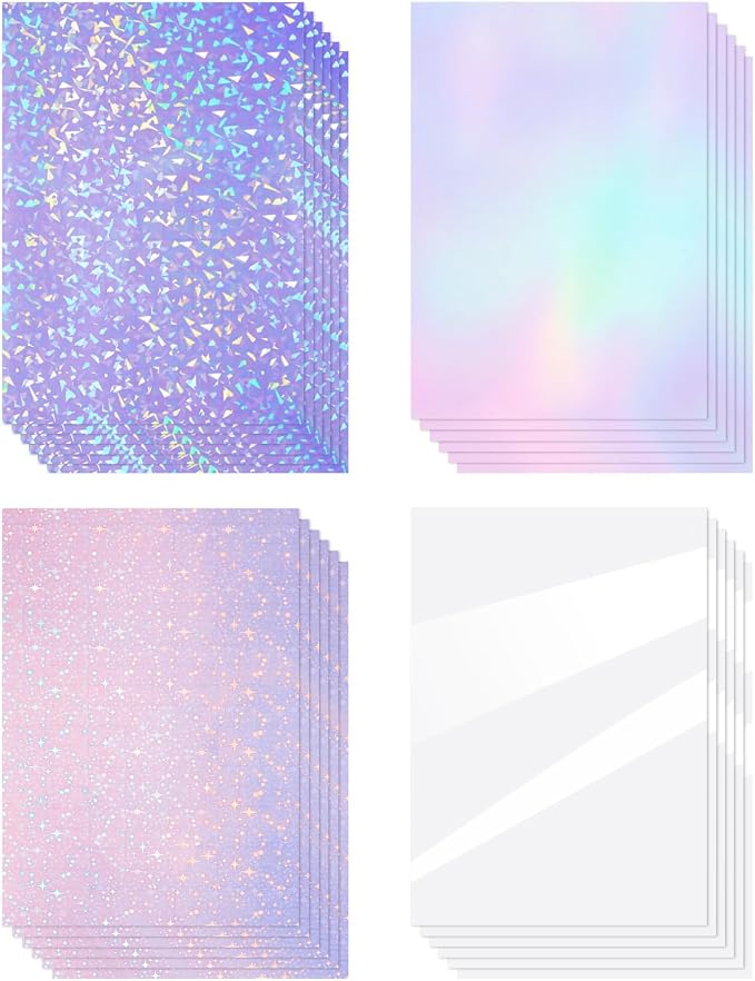 Clabby 36 Sheets Holographic Sticker Paper A4 Vinyl Holographic Laminate Sheets by Clabby