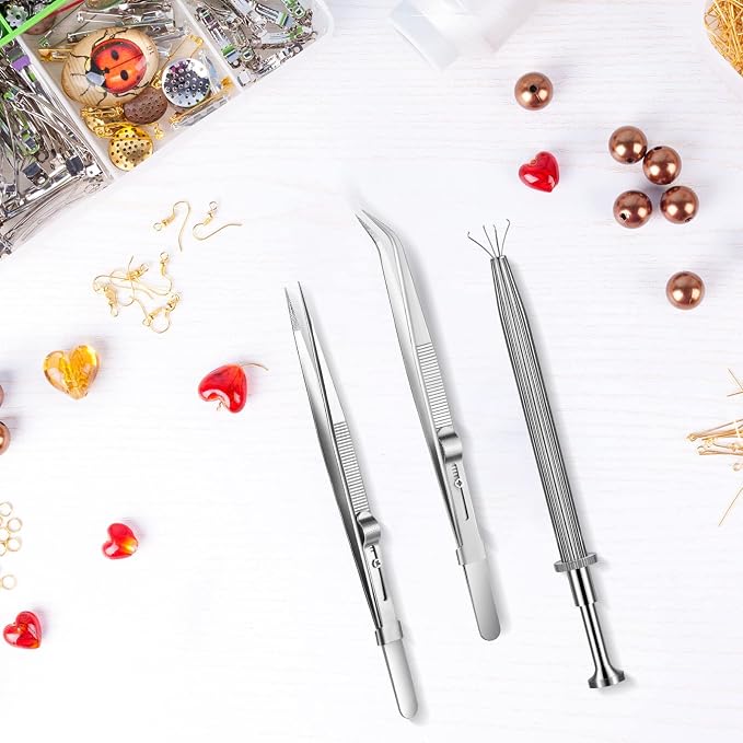 Honoson 3 Pack Diamond Tweezers Gem Stone Jewelry Locking Tweezers Stainless - Image 5