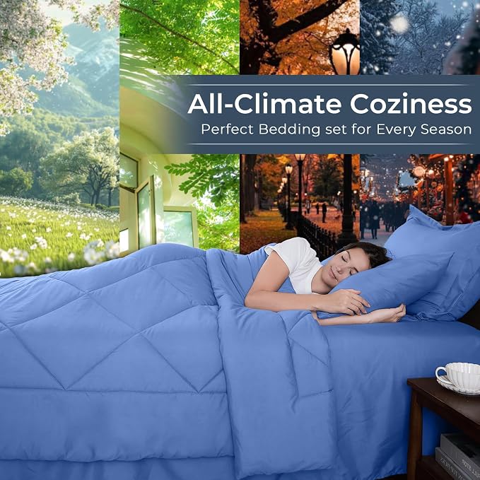HEVUMYI Royal Blue Queen Comforter Set - Image 3