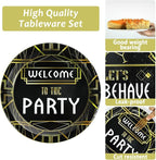 100 Pcs Roaring 1920s Party Decorations, Speakeasy Misbehave Black Gold - Image 4
