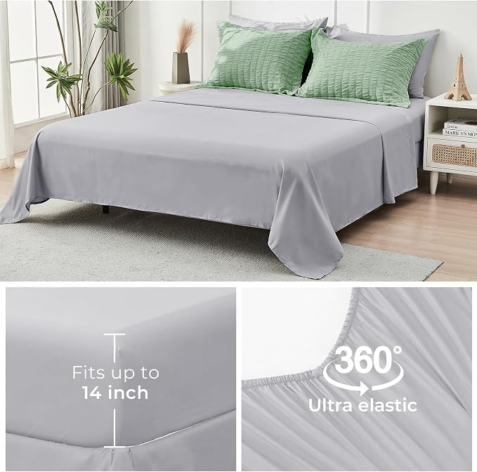 HYMOKEGE Sage Green/Light Grey Full Size Comforter Sets Seersucker 7 Pieces - Image 7