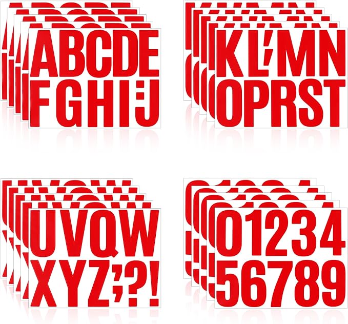 Letter Stickers, Mailbox Numbers, 4 Inch Waterproof Vinyl Alphabet | 4 Inch Red by Llewyn