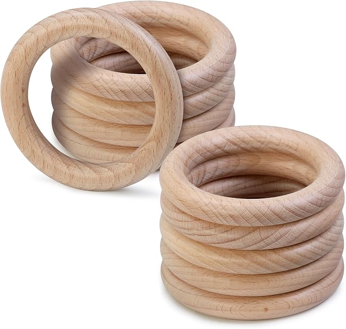 FoDau770 10pcs Natural Beech Wooden Rings, Unfinished Solid Wood Rings Heavy by FoDau770